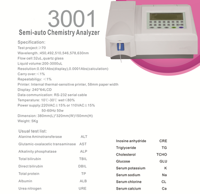 Laboratory Equipment Medical Semi-Automatic Chemistry Analyzer Semi-Auto Chemistry Analyzer(OLD)