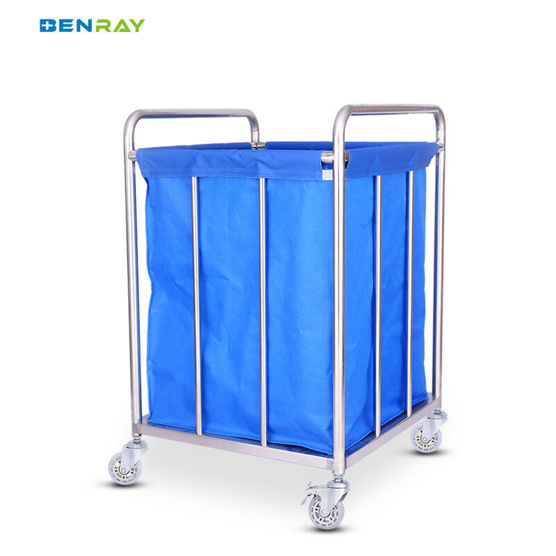 Hospital Stainless Steel Dirty Linen Cart Waste Utility Trolley Medical Nursing Laundry Trolley